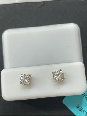 Diamond Moissanite Stud Earrings - About 3.2 mm Classic Round